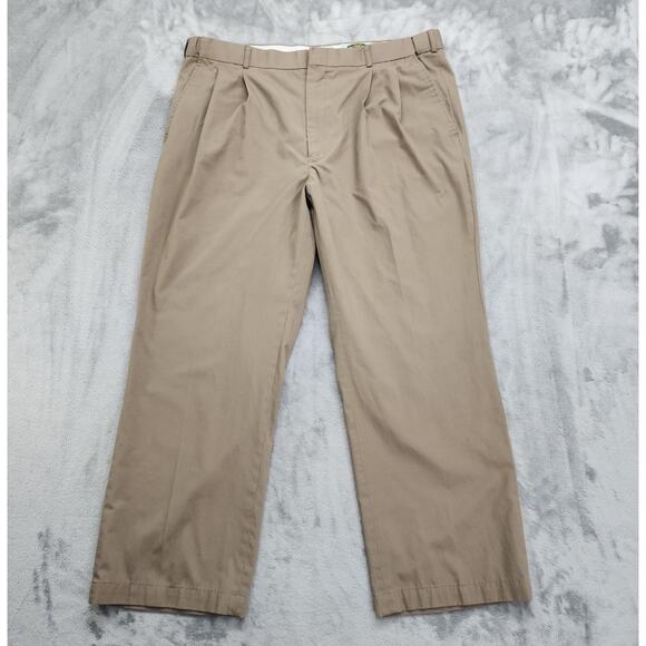 Vintage Haband's Fit-Forever Pants Mens 40M 28.5L Tan Pleated Trouser Office - Picture 1 of 10